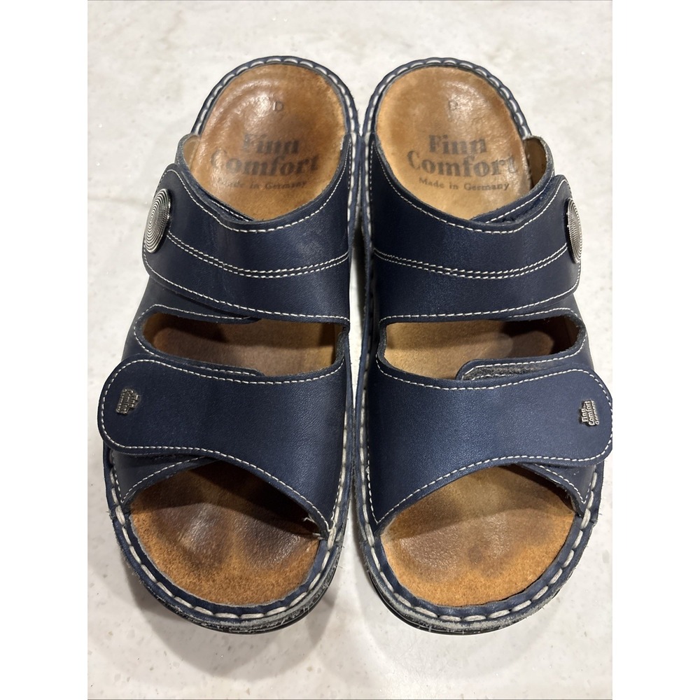 FINN COMFORT SZ 37D (6.5/7W US) Double Strap Slip On Sandals Blue